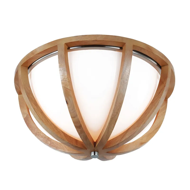 Plafoniera a soffitto rustica con diffusore in legno di quercia e vetro a 2 Luci - 60W - IP20 Ultima Occasione