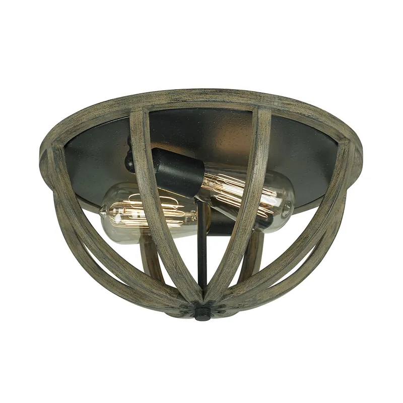 Novità Plafoniera a soffitto rustica con diffusore in legno di quercia a 2 Luci - 60W - IP20