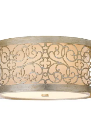 Compra Oggi Stesso Lampada a soffitto classica in acciaio con diffusore in vetro e tessuto a 2 luci - 40W - IP20