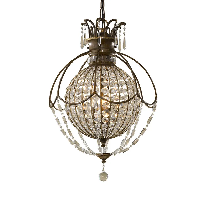 Lampadario in stile classico in acciaio con diffusore in cristallo a 3 luci - 60W - IP20 Quantità Limitata