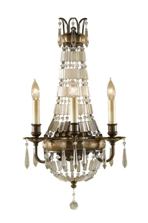 Prezzo Di Fabbrica Lampada da parete classica in acciaio con diffusore in cristallo a 3 luci - 60W - IP20