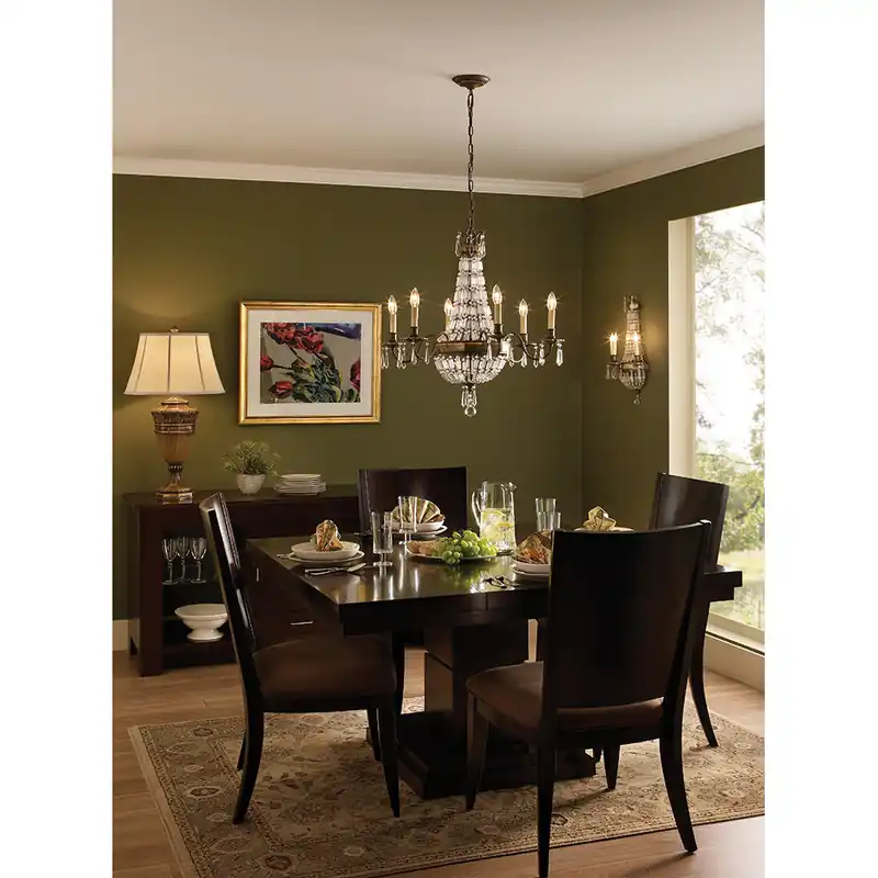 Lampadario grande in stile classico in acciaio e in cristallo a 6 luci - 60W - IP20 A Buon Prezzo