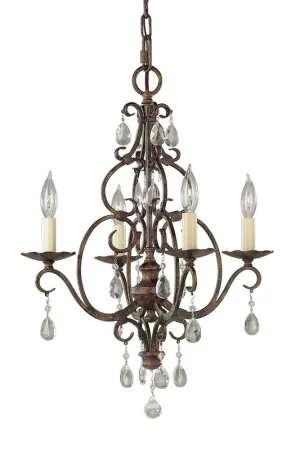 Lampadario medio in stile rustico in acciaio e dettagli in cristallo con 4 luci - 60W - IP20 Ultima Occasione