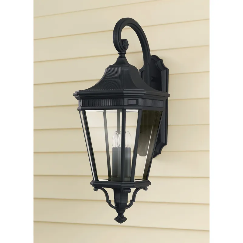 Solo Oggi Lanterna da parete rustica grande in alluminio con diffusore a 3 luci - 60W - IP44