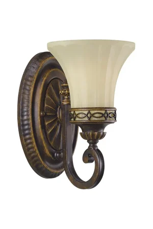 Compra Adesso Lampada da parete per salotto in stile classico con diffusore in vetro a 1 luce - 60W - IP20