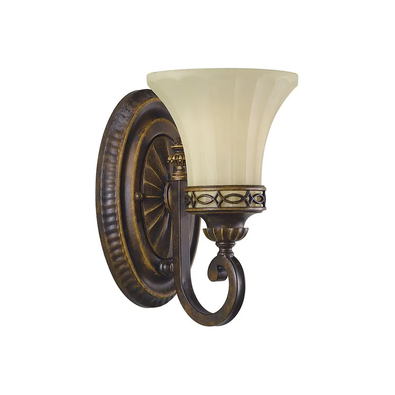 Compra Adesso Lampada da parete per salotto in stile classico con diffusore in vetro a 1 luce - 60W - IP20