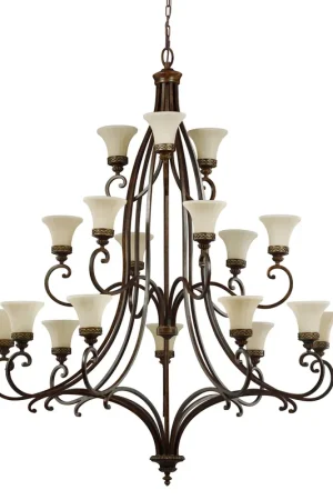 Lampadario grande per salotto in stile classico con 18 diffusori in vetro - 100W - IP20 Economico