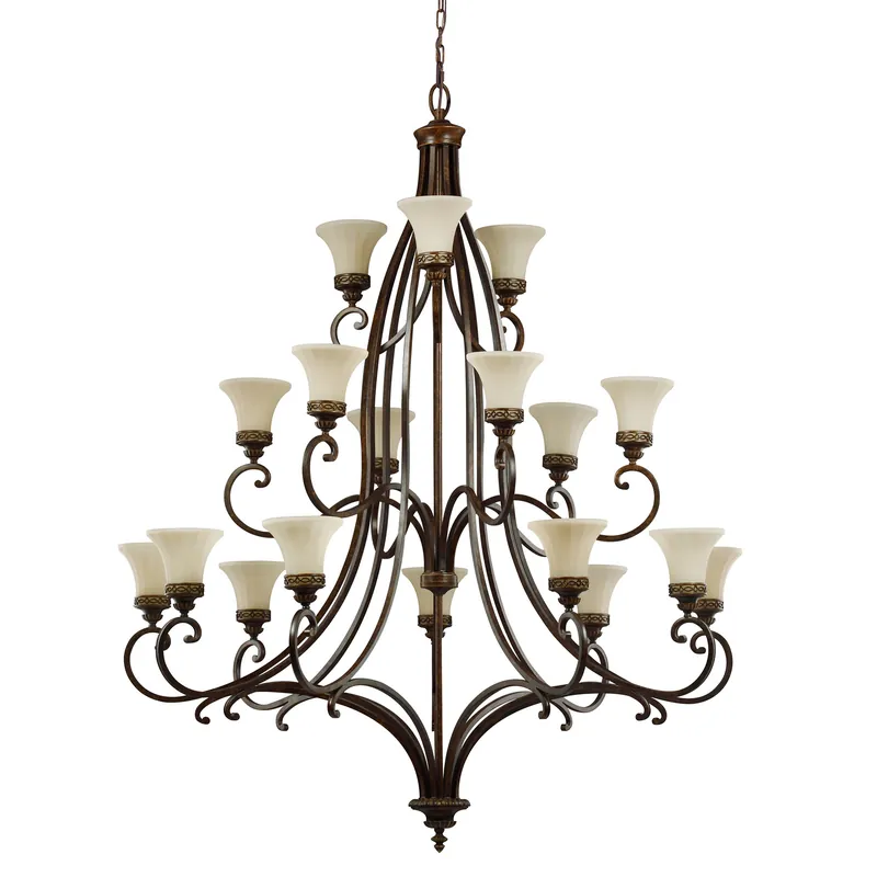 Lampadario grande per salotto in stile classico con 18 diffusori in vetro - 100W - IP20 Economico