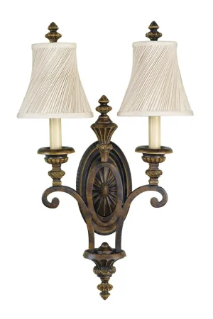 Lampada da parete per salotto in stile classico con 2 diffusori in tessuto - 60W - IP20 Compra Adesso