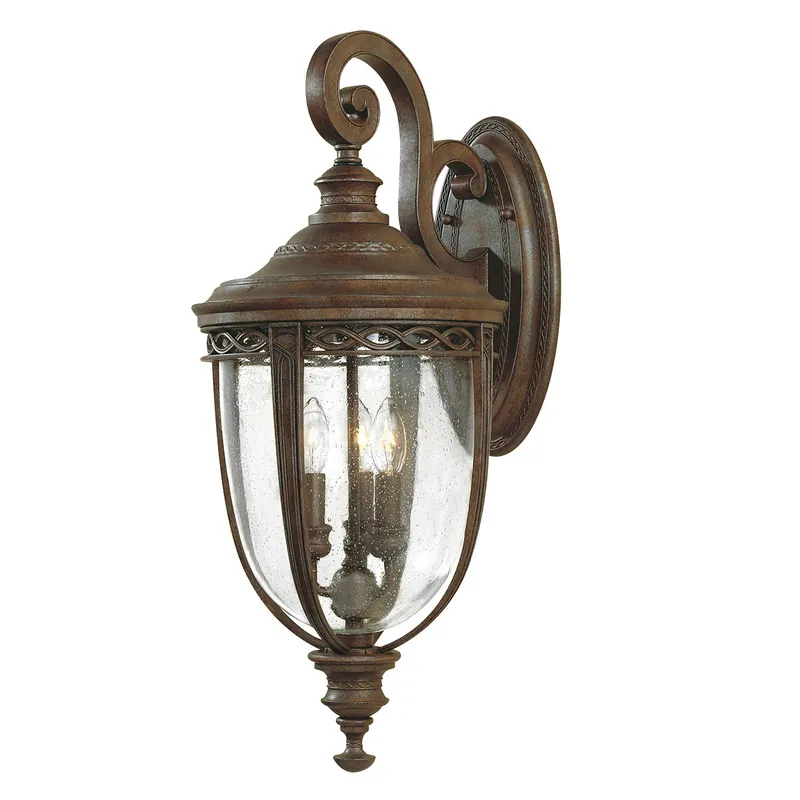 Di Tendenza Lanterna da parete grande in acciaio diffusore rustico in vetro a 3 luci - 60W - IP44