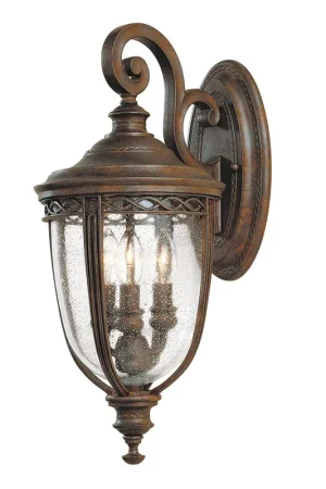 Sconto Lanterna da parete media in acciaio diffusore rustico in vetro a 3 luci - 60W - IP44