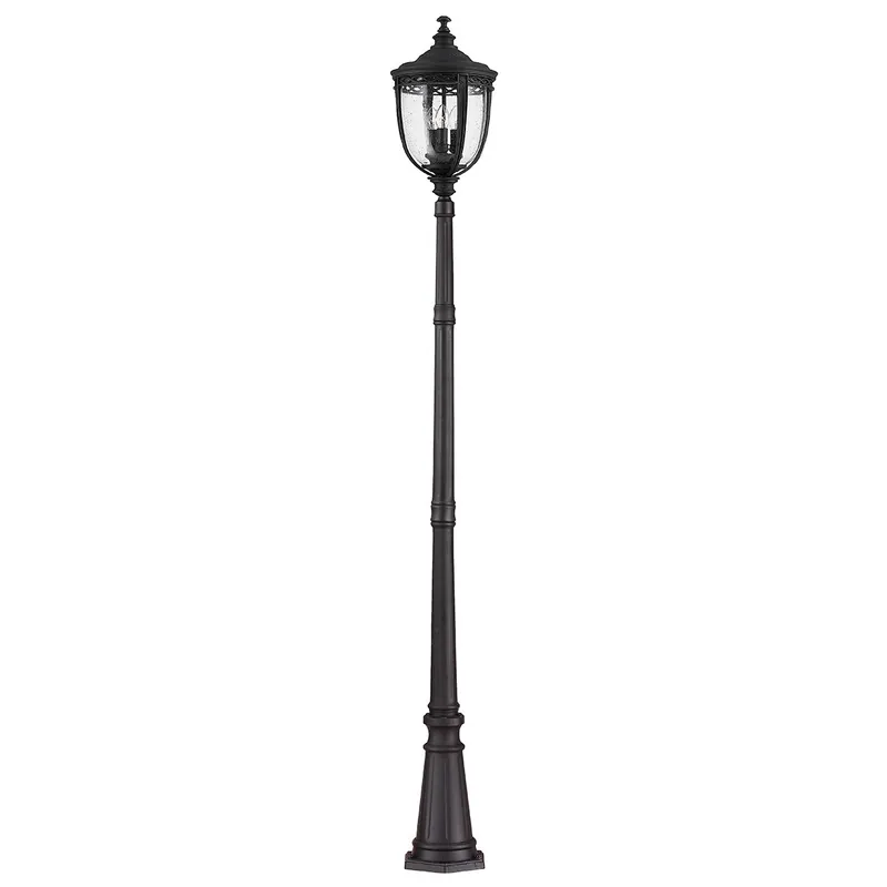 Promozione Lampione da terra alto in acciaio diffusore rustico in vetro a 3 luci - 60W - IP44