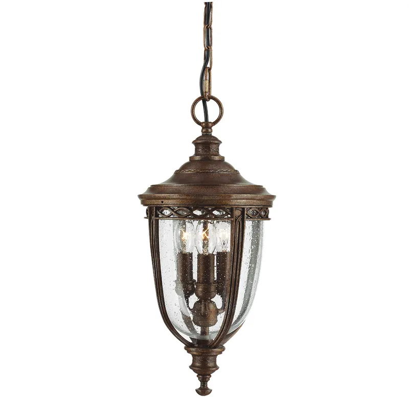 Lanterna a catena media in acciaio diffusore rustico in vetro a 3 luci - 60W - IP44 Prezzo Ridotto