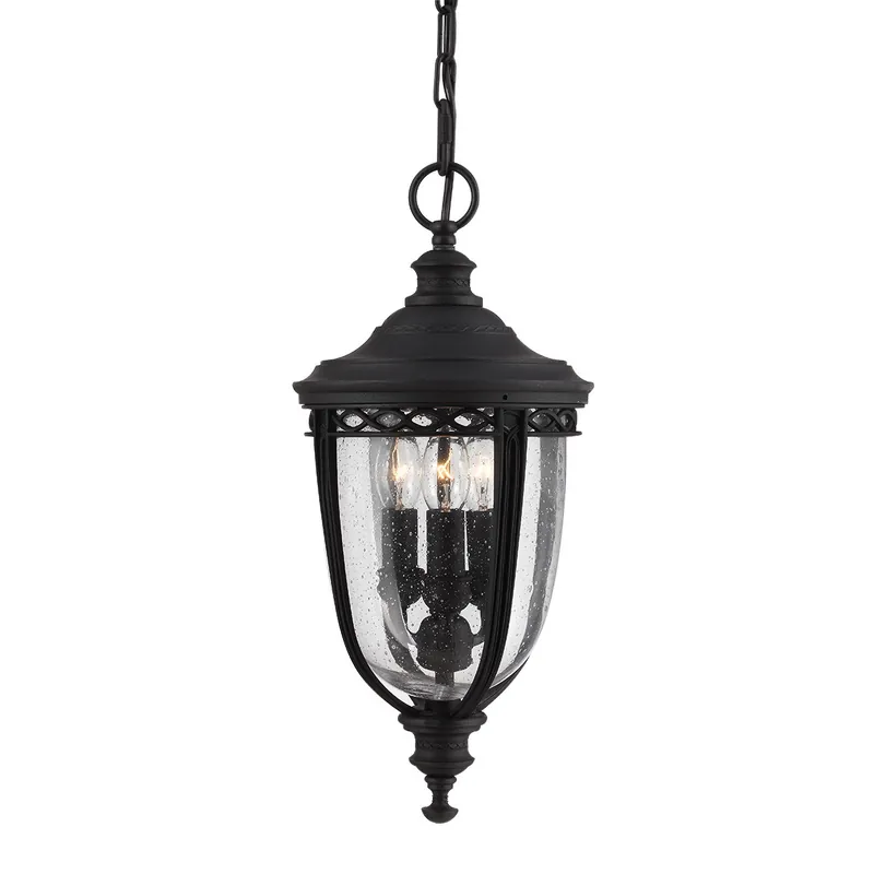 Lanterna a catena media in acciaio diffusore rustico in vetro a 3 luci - 60W - IP44 Promozione Esclusiva