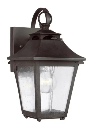 Prezzo Di Fabbrica Lanterna da parete piccola in acciaio e diffusore rustico in vetro a 1 luce - 60W - IP44