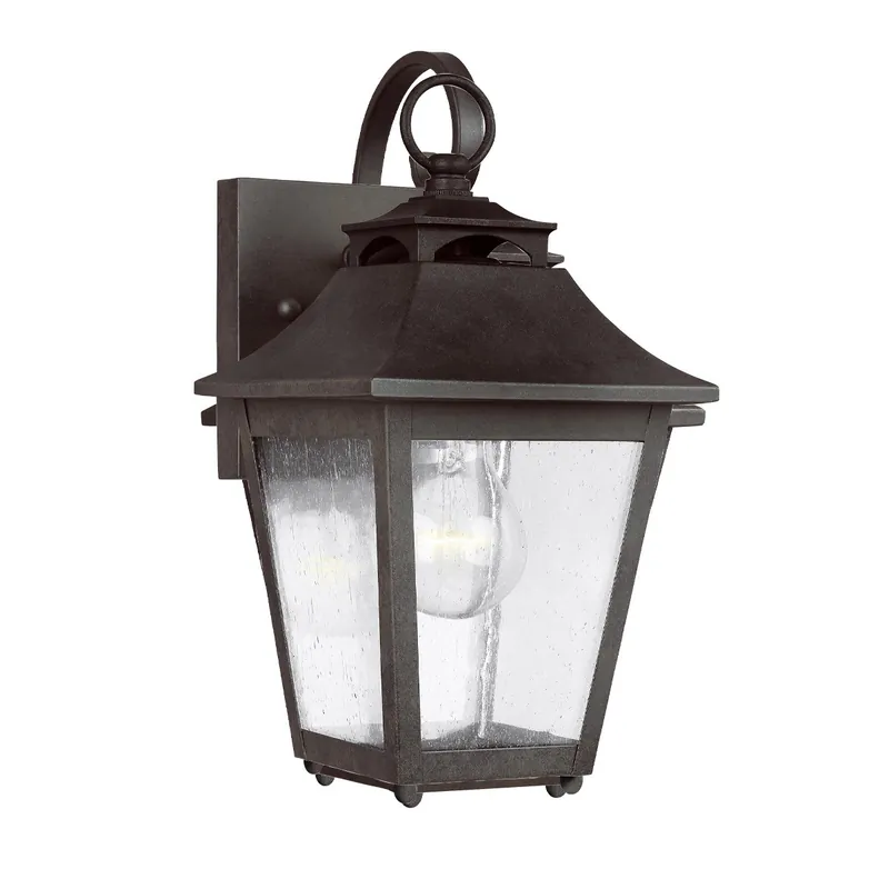 Prezzo Di Fabbrica Lanterna da parete piccola in acciaio e diffusore rustico in vetro a 1 luce - 60W - IP44