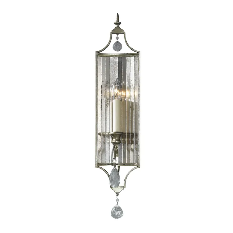 Professionale Applique da parete classica in acciaio e cristallo con diffusore a 1 lampadina - 60W - IP20