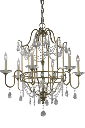 Lampadario gigante classico in acciaio e cristallo con 6 luci senza paralumi - 60W - IP20 Nuovo Arrivo