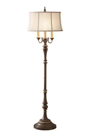 Lampada da terra in acciaio con paralume grande in tessuto a 3 luci - 60W - IP20 Ultimissimo Modello