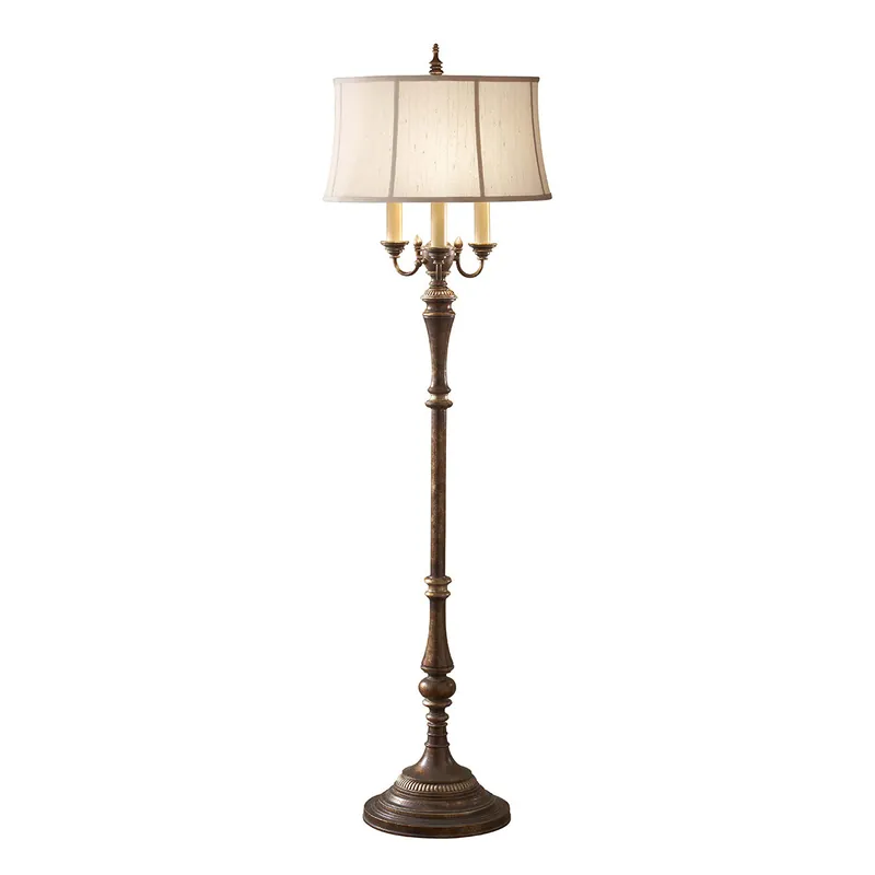Lampada da terra in acciaio con paralume grande in tessuto a 3 luci - 60W - IP20 Ultimissimo Modello
