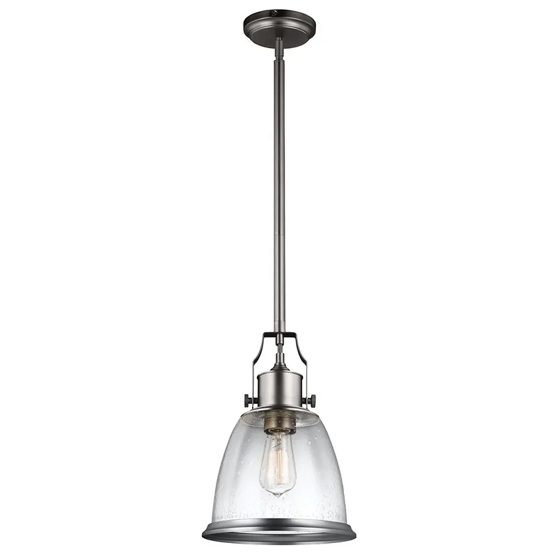 Lampada a sospensione in acciaio con diffusore medio in vetro a 1 luce - 75W - IP20 Offerta Del Giorno