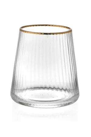 Compra Online Set 6 pezzi bicchieri tumbler per acqua in vetro filo oro