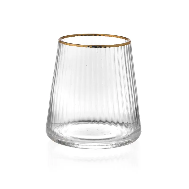 Compra Online Set 6 pezzi bicchieri tumbler per acqua in vetro filo oro