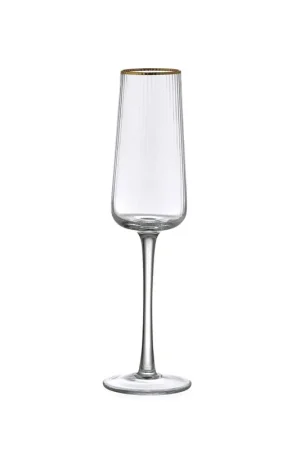 Saldi Set 6 pezzi calici flute per spumante in vetro filo oro