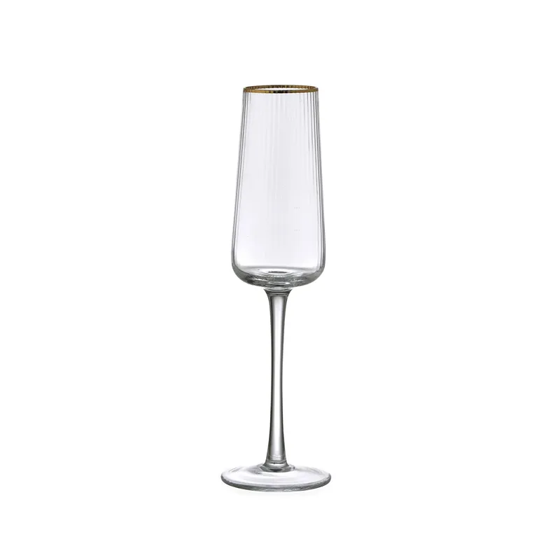 Saldi Set 6 pezzi calici flute per spumante in vetro filo oro