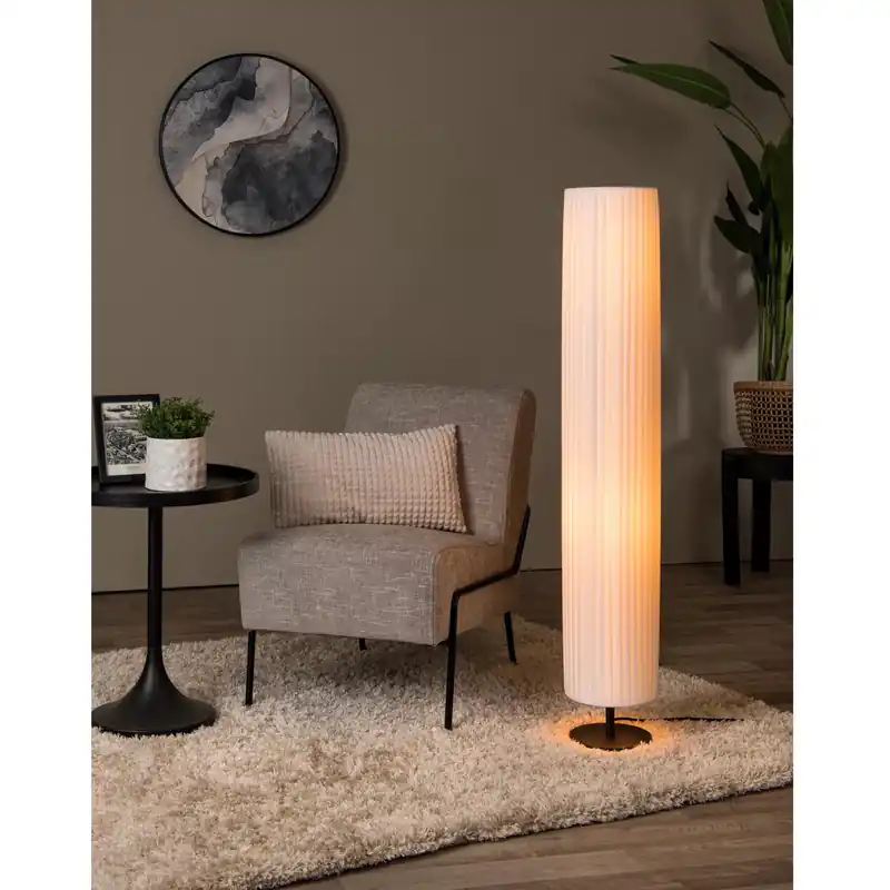 Ultime Pezzi Lampada da terra moderna in metallo con diffusore a cilindro in tessuto - 40W - IP20