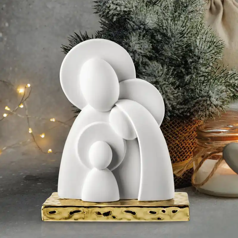 Spedizione Espresso Decorazione natalizia da tavola scultura con sacra famiglia piccola