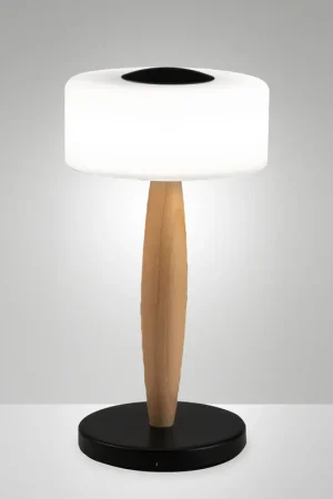 Abatjour a led moderna in metallo e legno e diffusore in vetro soffiato - 8W - Lumen 860 - 3000k Luce Calda - IP20 Offerta Lampo