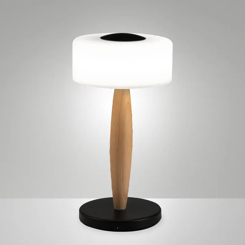 Abatjour a led moderna in metallo e legno e diffusore in vetro soffiato - 8W - Lumen 860 - 3000k Luce Calda - IP20 Offerta Lampo