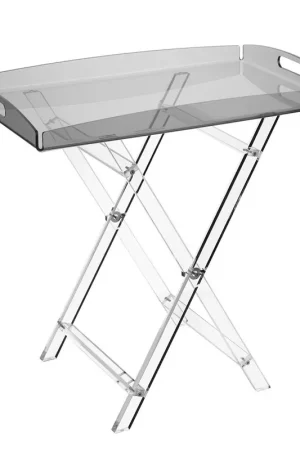 Tavolino pieghievole da solotto con vassoio in plexiglass dal design moderno Subito Disponibile