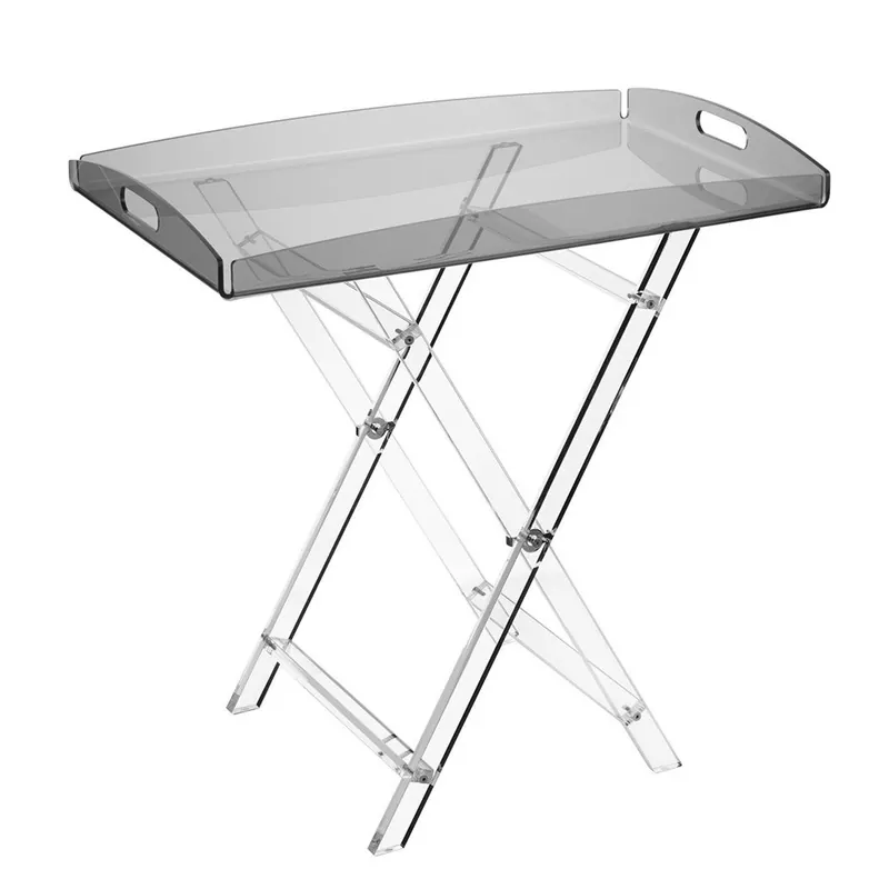 Tavolino pieghievole da solotto con vassoio in plexiglass dal design moderno Subito Disponibile