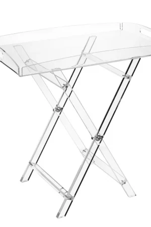 Tavolino pieghievole da solotto con vassoio in plexiglass dal design moderno Subito Disponibile