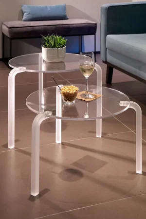 Tavolino da solotto rotondo in plexiglass dal design moderno grande Consegna Rapida