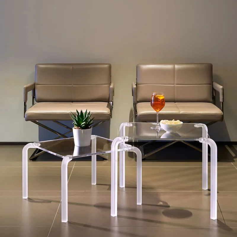 Tavolino da solotto quadrato in plexiglass dal design moderno grande Pagamento Sicuro