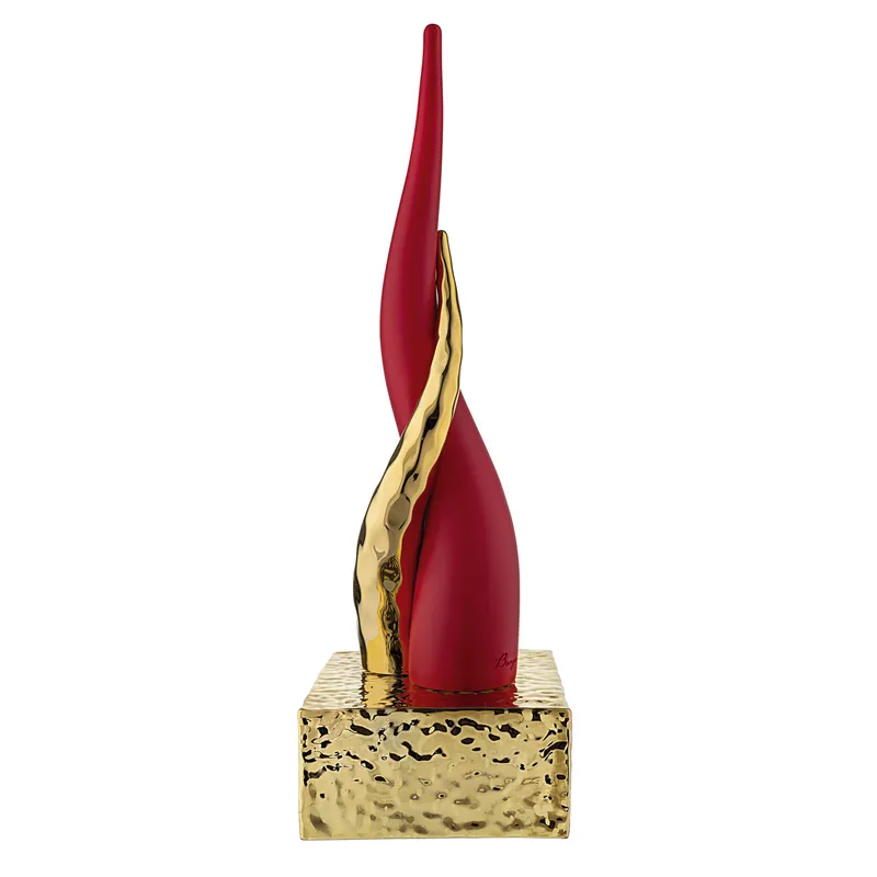 Ultime Pezzi Scultura da tavolo piccola con corni intrecciati e base dorata