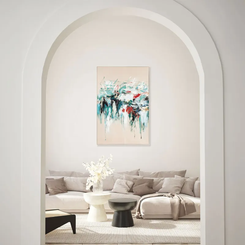 Quadro astratto moderno dipinto a mano con acrilici su tela Hurricane 80x120 Nuova Collezione