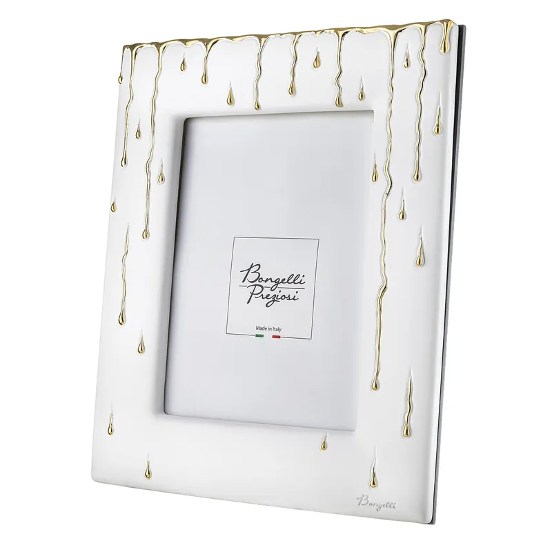 Cornice portafoto in marmorino con decori a goccia design moderno ed elagante - Foto 15x20 Non Perdere