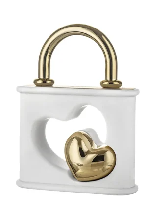 Ultime Pezzi Scultura grande a forma di luccetto con cuore in marmorino