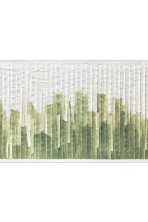 A Buon Prezzo Quadro astratto dipinto a mano su tela di cotone Green Chart 140x70