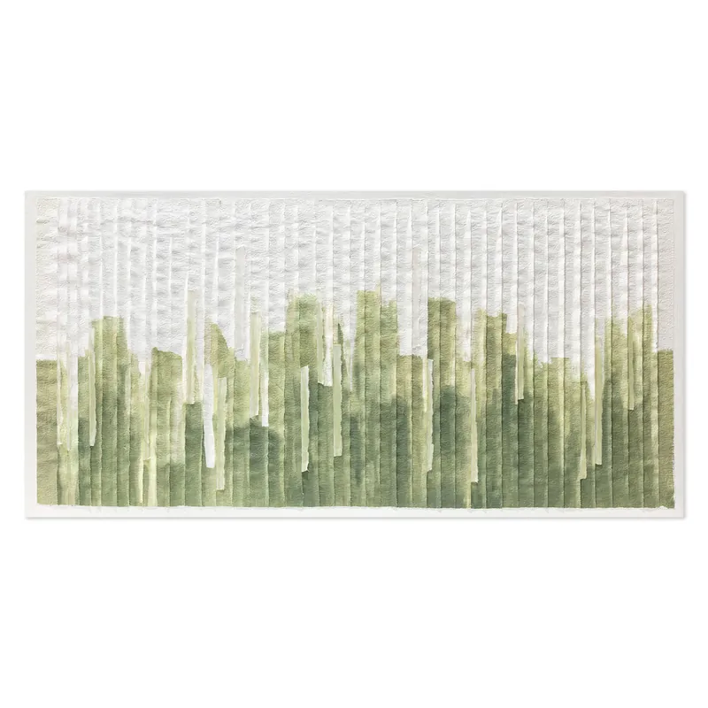 A Buon Prezzo Quadro astratto dipinto a mano su tela di cotone Green Chart 140x70