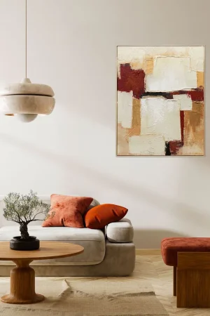 Novità Quadro astratto dipinto a mano su tela di cotone con cornice Muscade 80x100