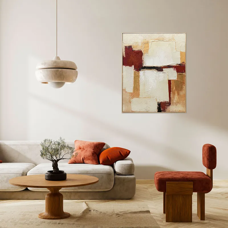 Novità Quadro astratto dipinto a mano su tela di cotone con cornice Muscade 80x100