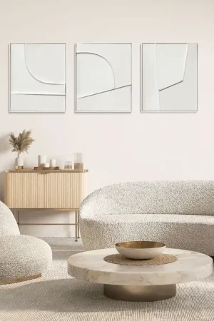 Offerta Lampo Quadri astratti set 3 pezzi dipinti a mano su tela con cornice Groove 50x60