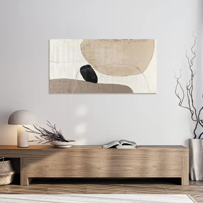 Quadro astratto dipinto a mano su tela di cotone Dolmen 70x140 Popolare