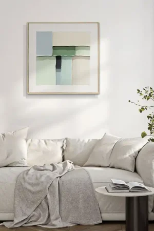 Vendita Finale Quadro astratto dipinto a mano su tela di cotone con cornice Rivos 60x60