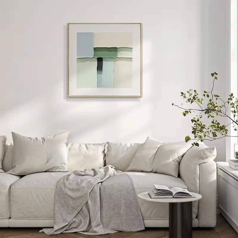 Vendita Finale Quadro astratto dipinto a mano su tela di cotone con cornice Rivos 60x60